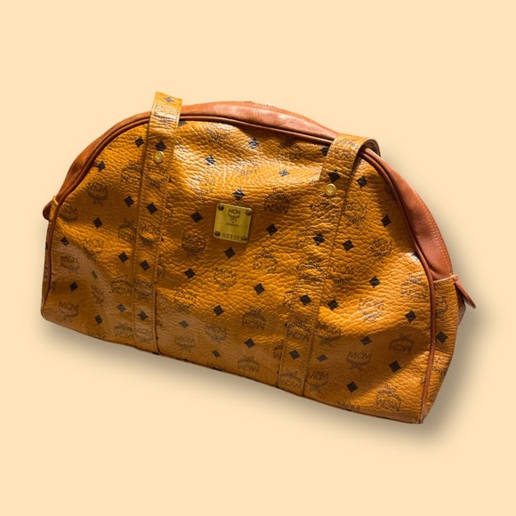 ⭐️COA⭐️MCM Large COGNAC VISETOS Zip Around Dome Tote 💯Authentic - Picture 2 of 9